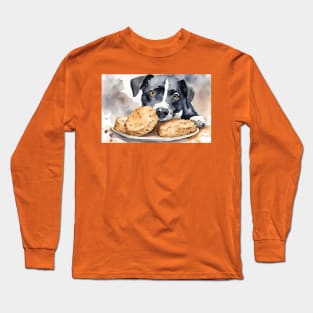 Dog eats biscuit Long Sleeve T-Shirt